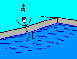 Salto em extensão na posição vertical, engrupa e cai na água (Fig.136); Salto de costas com o corpo na posição engrupada, inicial (Fig.