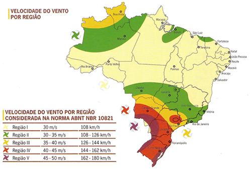 b) Para Ginásios Quadras Reversíveis: R40 Ginásio Reversível para vento de 40 m/s R45 Ginásio Reversível para vento de 45 m/s Figura 03: Isopletas Velocidade do vento por região. Fonte: www.aecweb.