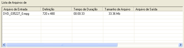 29. Video to DVD Plus Lista dos Arquivos de Vídeo -.Mostra as informações sobre os arquivos de vídeo capturados ou importados.