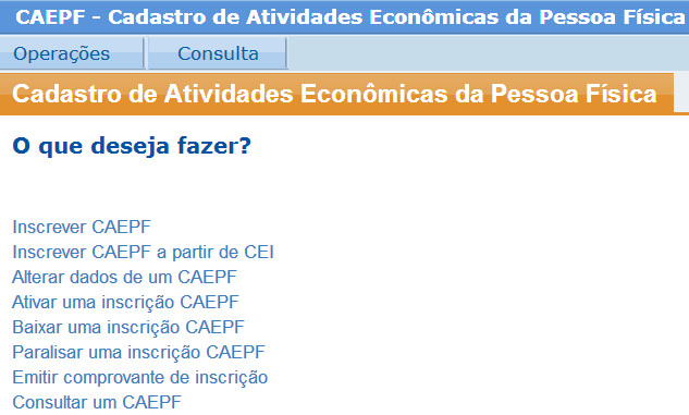 CAEPF Perfil Contribuinte