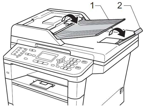 Brother MFC - 8912DW - Guia Rápido Manual Rápido de Utilização A- Usando o alimentador automático para cópia/digitalização de documentos 1- Desdobre o suporte de documentos do alimentador (1).