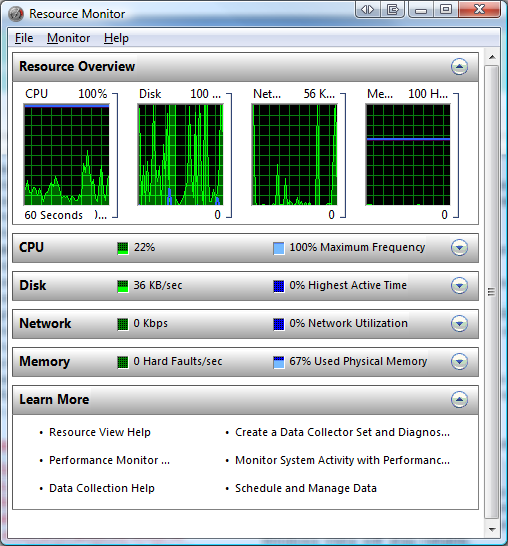 Histórico do Uso de CPU, que indica o quanto seu processador tem estado ocupado recentemente, embora o gráfico exiba apenas os valores desde que o Gerenciador de Tarefas foi aberto.