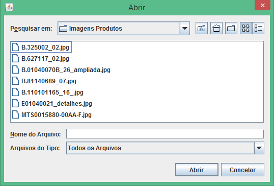 4.3.2.1 Anexar Imagem Abre uma janela de seleção para que o usuário escolha a imagem do produto. Figura 10: Selecionar Imagem 4.3.3 Cadastrar Venda Nessa tela são requisitados os campos: código, código do cliente, código do produto, data, valor, quantidade e o total.