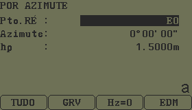 Definindo Referencia RE A Seguir é exibida a tela, onde devemos escolher informar como referência (ré) um azimute ou uma coordenada conhecida.
