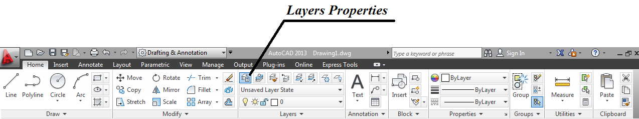 Layers Layers é o vocábulo em inglês para camadas. No AutoCAD é possível separar o desenho em camadas.