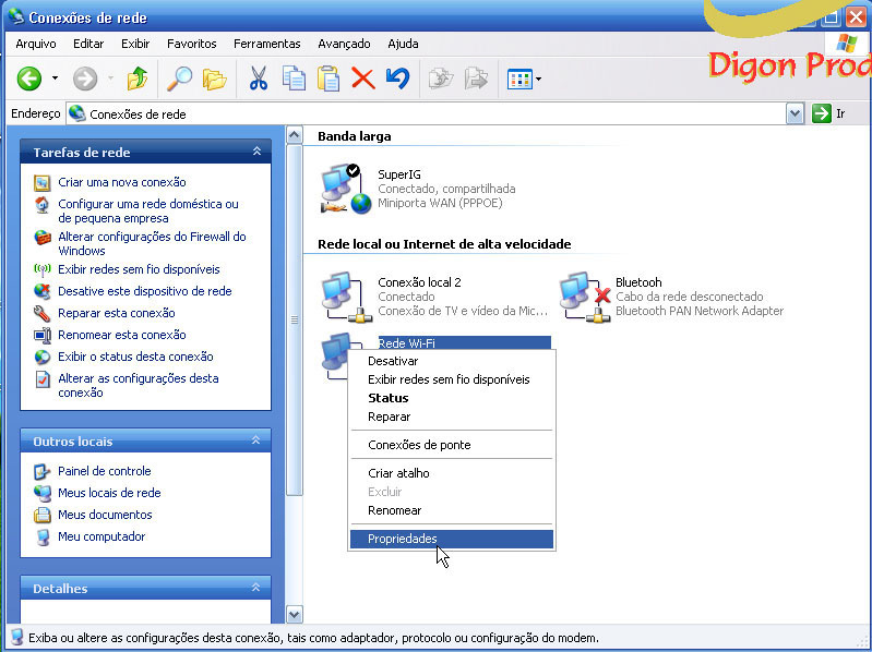 Agora clique em propriedades da sua
