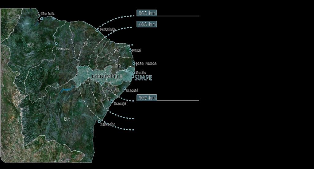 milhões de pessoas 90% do PIB NE 4 capitais 4 aeroportos