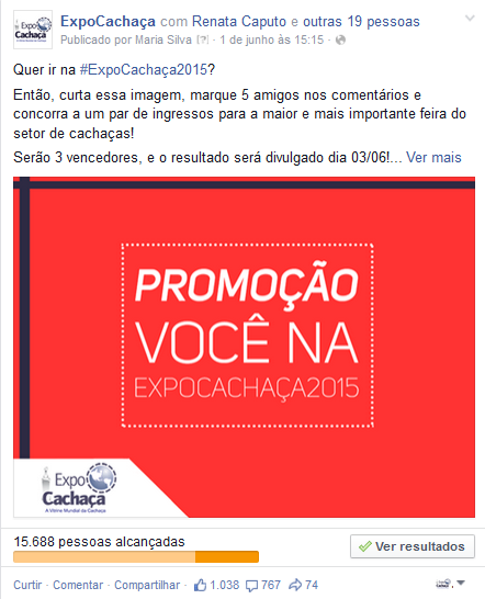 Facebook Publicações que deram certo: outra ação, que foi a que deu maior retorno em engajamento (curtidas, comentários e compartilhamentos)