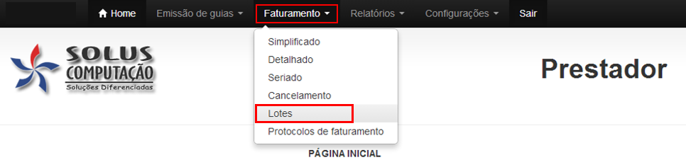 Lotes de guias A opção Lotes do menu mostra os lotes de faturamento que o prestador possui, fornece também algumas informações adicionais do lote, conforme figura abaixo.