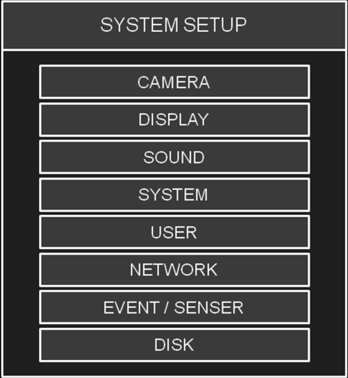 CONFIGURAÇÃO DO SISTEMA Clique em "MENU" e depois em SYSTEM SETUP.