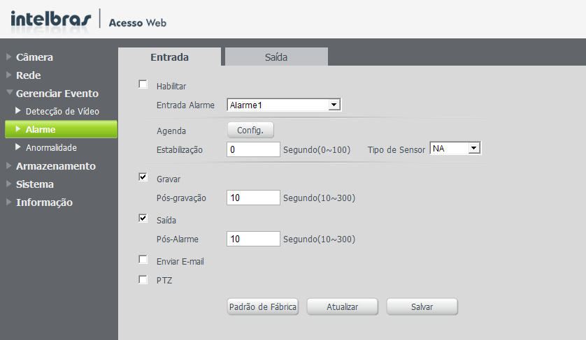 LAN Entrada de rede Interface Ethernet Porta de entrada para cabo de rede padrão Ethernet. Suporte a função PoE (IEEE802.3af). SD Entrada para cartão SD Porta de entrada para conectar um cartão SD.