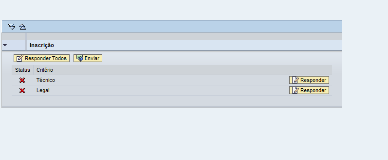 Nesta tela serão listados os questionários em aberto para a empresa.