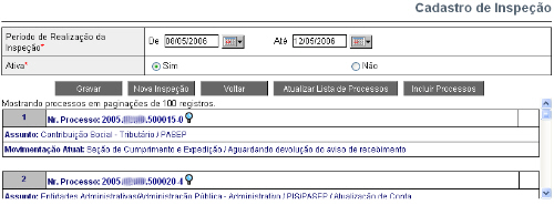 105 Juizado Especial Digital - Creta v3.0 3.17.3 Pesquisar O servidor que tem em seu cadastro o perfil de "Administrador do Juizado" poderá criar uma nova inspeção ou editar/consultar as já agendadas.