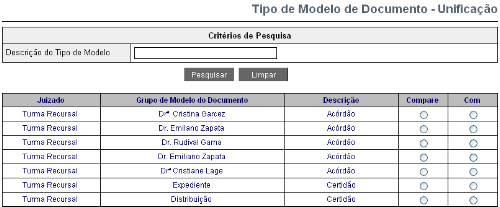 Manual do Servidor 110 3.20.3 Tipo de Modelo de Documento O sistema vai confrontar os dados de dois Tipos de Modelos de Documentos, escolhidos por você, e uní-los em um só.