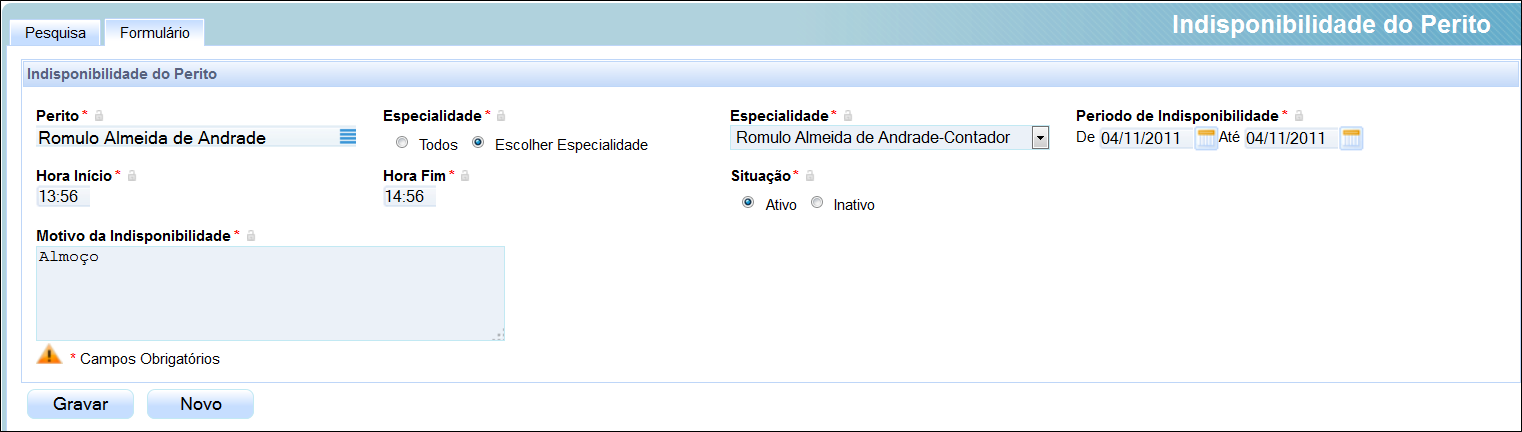 Para selecionar ou inativar os registros, selecione os ícones correspondentes. Ao selecionar um registro, ele poderá ser alterado. Após as devidas alterações, clique no botão.