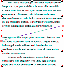 Quando a caixa de texto estiver cheia, aparece um indicador de recorte na parte inferior da caixa de texto. Isto indica que o texto se prolonga para além do fundo da caixa.