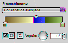 Para preencher um objecto com um esbatido linear bicolor: 1 No Inspector de imagens, seleccione "Cor esbatida" no menu instantâneo Preenchimento.