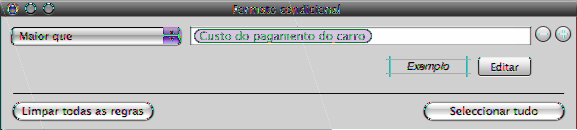 3 Clique em Mostrar regras e depois seleccione um item no menu instantâneo Seleccionar uma regra. Os itens na secção superior do menu aplicam testes a valores numéricos.