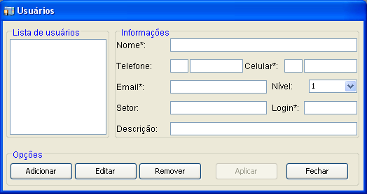 Figura 20. Abas de alarmes para nobreaks trifásicos 4.2.6. Tela Configurar Usuários Os usuários do sistema poderão ser adicionados, removidos ou terem seus dados editados nesta tela.