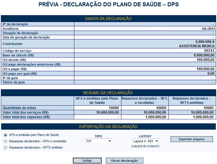 Declaração do Plano de Saúde - DPS Versão do Manual: 1.2 pág.