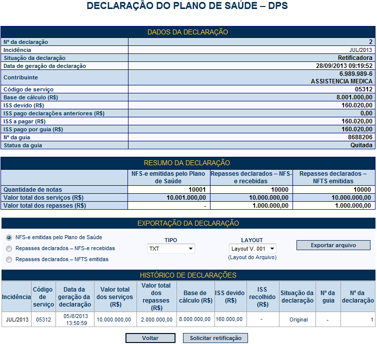 Declaração do Plano de Saúde - DPS Versão do Manual: 1.2 pág.