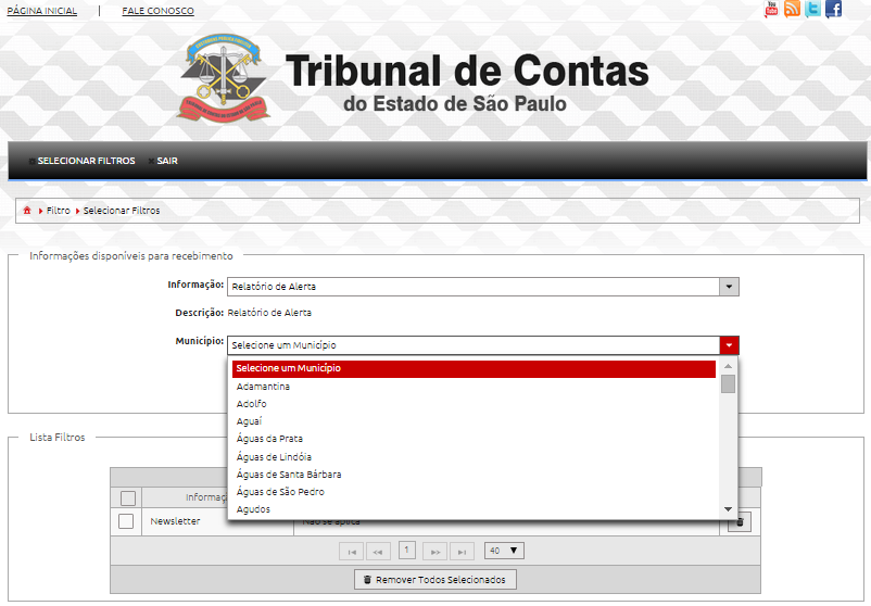 3.2.2. Relatório de Alerta Para receber o Relatório de Alerta, escolher a opção na lista de