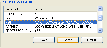 4) Agora em Nome da Variável digite JAVA_HOME e, em valor da variável, digite o caminho que você anotou na instalação do Java. Provavelmente, será algo como: C:\Arquivos de programas\java\jdk1.6.