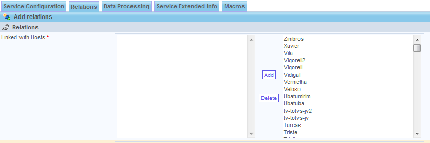 37 Figura 23. Foi configurado o parâmetro Service Template com o nome Panda, Figura 23 Criação do serviço para o host. monitorado.