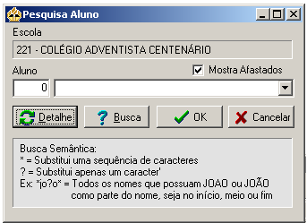 ALUNO Aluno - Alunos Apresenta os dados cadastrais do aluno, para composição dos relatórios de secretaria e também para impressão dos carnês no sistema financeiro escolar.