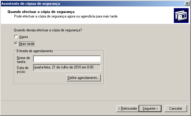 Aqui pode especificar se os dados devem ser substituídos e se o acesso aos dados deve ser restringido.