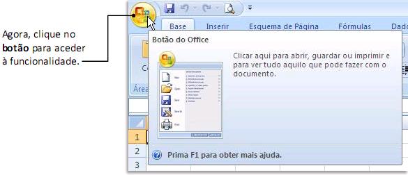 - Guia Revisão - Guia Exibição O BOTÃO DO OFFICE Do lado esquerdo do friso do Excel, está um