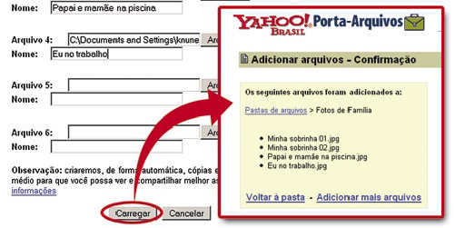 Interação na internet 2.0 No Yahoo Porta-Arquivos, você poderá também determinar com quem seus documentos serão compartilhados.
