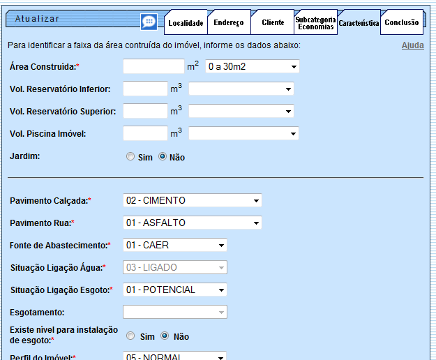 Tela 3 (Consultar Imóvel) Nível para