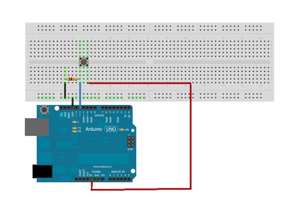 Lendo um botão com resistor pull-down Ligação no protoboard