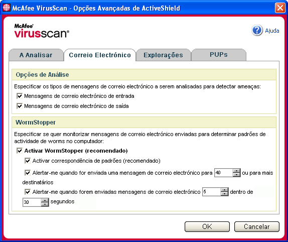 Utilizar o ActiveShield Esta opção pode ser activada automaticamente após a primeira detecção de um worm potencial (consulte Gerir worms potenciais na página 25 para obter detalhes): Bloqueio