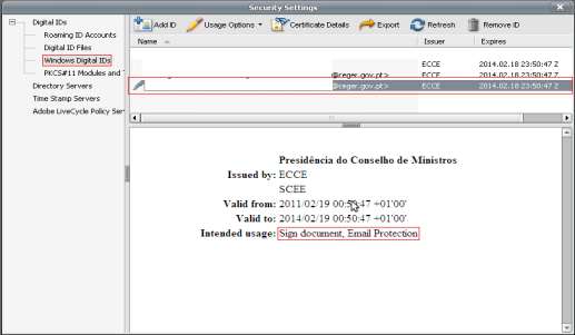 Options/Definir padrão e escolher o campo Use for Signing/Para