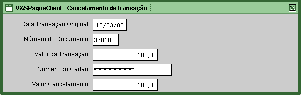 Pressione ENTER em Processar para concluir a transação. Aparece a mensagem solicitando uma confirmação do cancelamento.