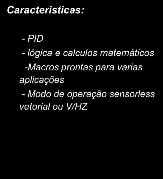 5 KW 22 KW - Tamanho reduzido sem necessidade de espaço lateral nos tamanhos 1,2 e 3 - Pronto para uso no trilho DIN - Opcionais de rede profibus