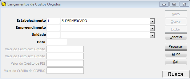 Lançamento de Custos Orçados Nesta rotina a pessoa jurídica procederá à escrituração dos créditos referentes ao custo orçado para a conclusão da obra ou melhoramento, vinculado à unidade imobiliária