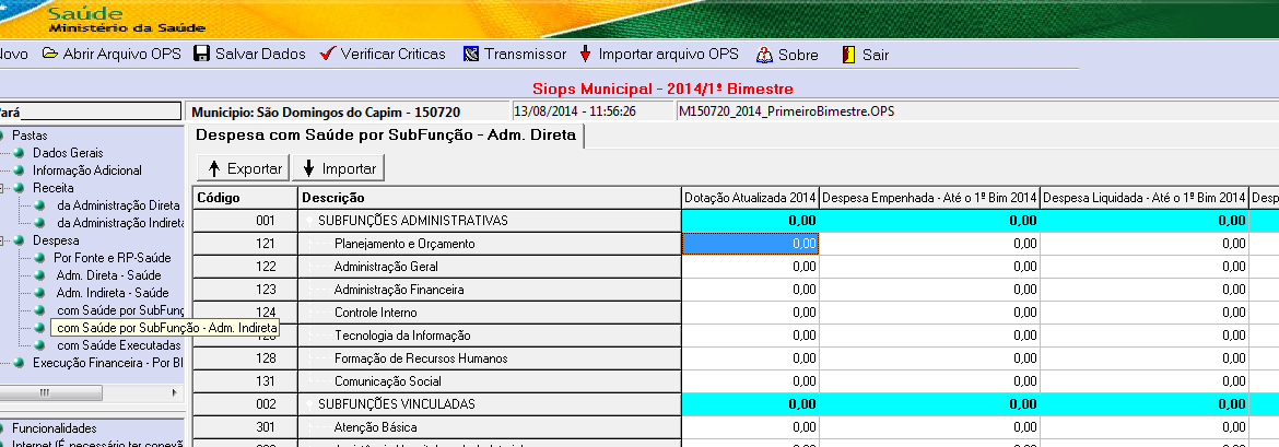 Obs.: utilize as operações de para unir as informações caso digite os dados em mais de um microcomputador.