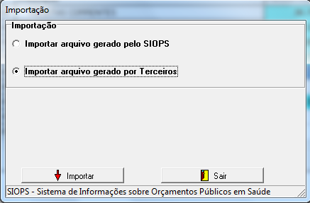 Após o usuário formatar os dados que possui de acordo com o layout do SIOPS, ele deve clicar no botão terceiros.