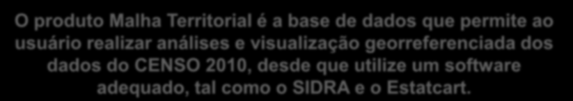 Usos da Malha Territorial Exportação para Google Earth/Maps Análises com o SIDRA e Estatcart (IBGE) União com os Resultados do Censo / Geração de Mapas Temáticos Análises Espaciais em Sistemas de