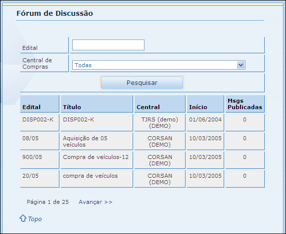 Fórum Utilize o fórum para postar um tópico de esclarecimento. O fórum é um canal público de comunicação onde ficam registradas todas as perguntas e respostas.