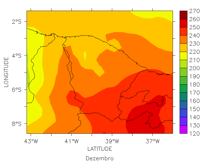 75 Figura 20 Média mensal de uma área sobre o Ceará, corrigida através de regressão de potência entre modelado e observado.