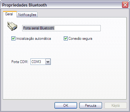 3. Para que o serviço não inicie automaticamente, clique na guia Geral em Propriedades de Bluetooth e em seguida desmarque a caixa de seleção Inicializar automaticamente. 4.