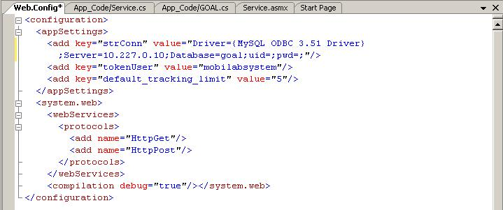 utilizando o Microsoft Visual Studio 2005, e expõem suas funcionalidades via WebServices. O repositório local do modelo é baseado no MySQL 5.0. Além disso, a comunicação entre o GOAL e o Local é suportada pelo padrão XML.