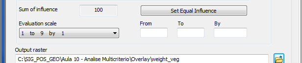 Na janela Weighted Overlay, clique em Add raster row (sinal +). Na janela Add Weighted Overlay Layer, em Input Raster selecione vegetação, em Input Field selecione VALUE.