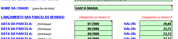 PROJEF: Programa de cálculo utilizado para os valores de Insalubridade e do PSS, conforme a figura a seguir. Insalubridade: utiliza-se o índice de correção pela variação do INPC e com 6% aa de juros.