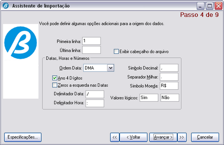 111 Boleto Pro Versão 2.5 5.1.2.24.4.5 Passo 5 - Colunas Caso você esteja importando arquivos do tipo texto de colunas fixas, então você deverá delimitá-las nesta etapa.