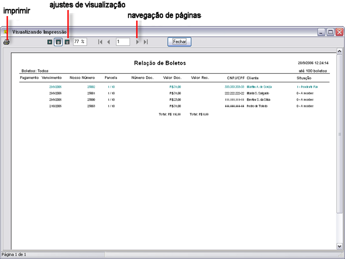 Informações de Referência 5.1.4 148 Painel Clientes O painel Clientes apresenta a lista dos clientes cadastrados no programa.